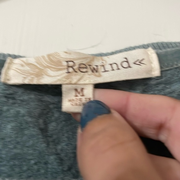 Rewind Green Sweatshirt with Lace Hem Size M - Picture 3 of 6